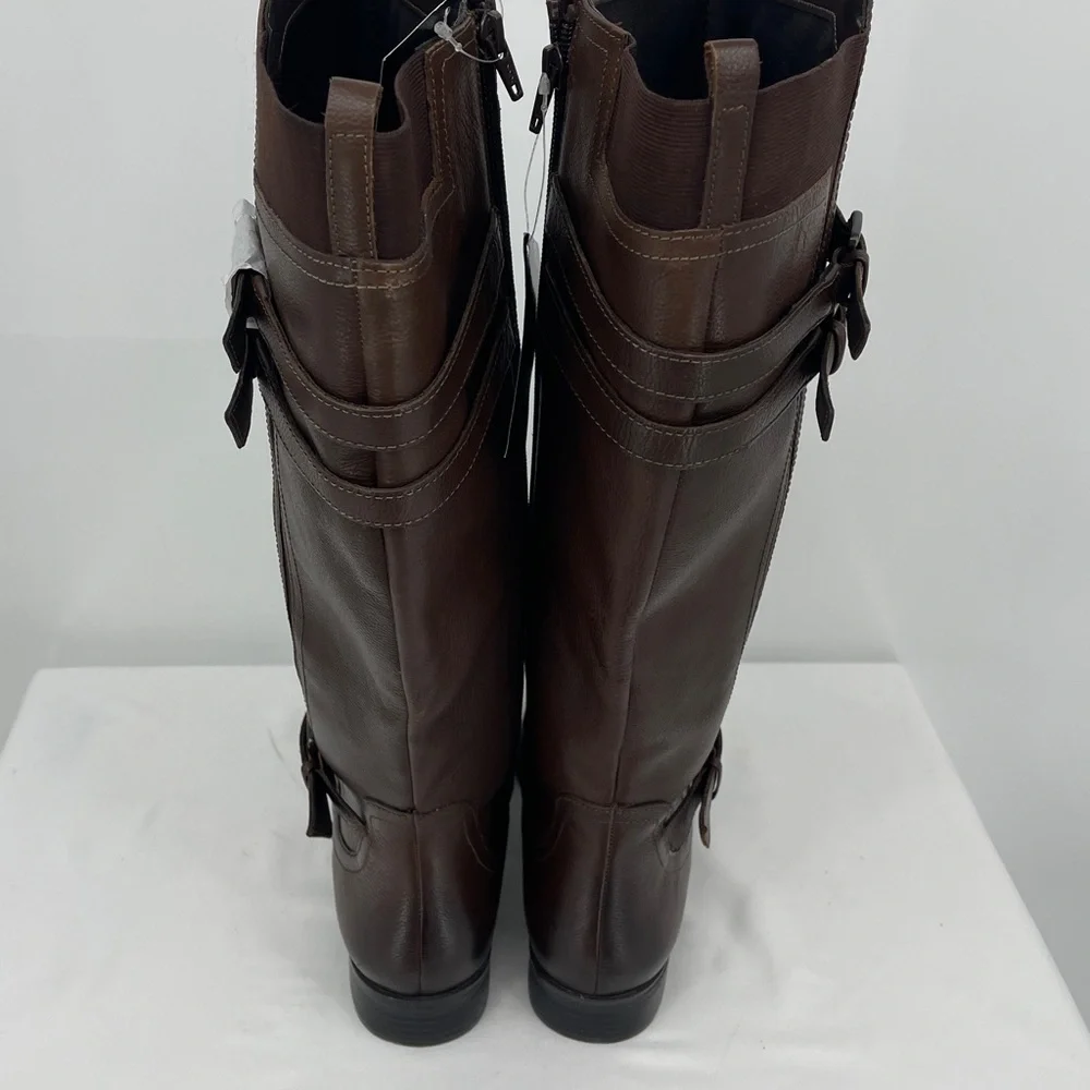 NATURALIZER SIZE 9.5W WC Classic Brown Knee-High Riding Boots Women NWT leather